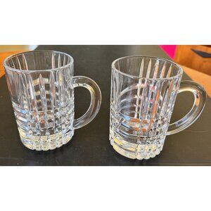 Pair Tiffany Co Plaid Crystal Beer Mugs 2009 Honda President's Award EXC